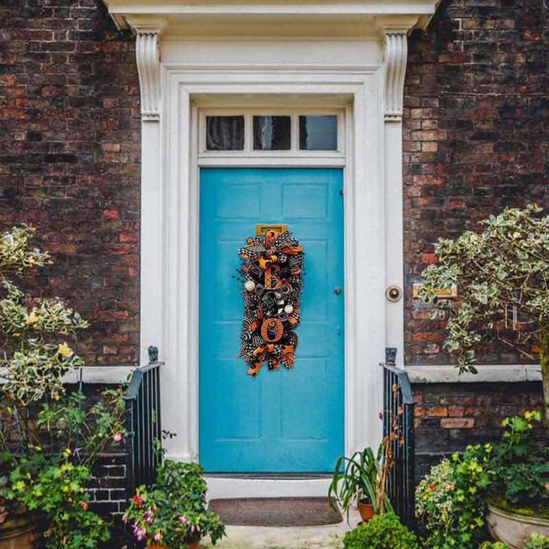 Halloween Door Wreath Boo Swag Front Door Wreath