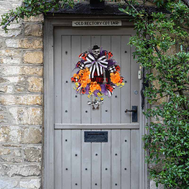 Halloween Wreath Front Door Swag Halloween Skull Wreath