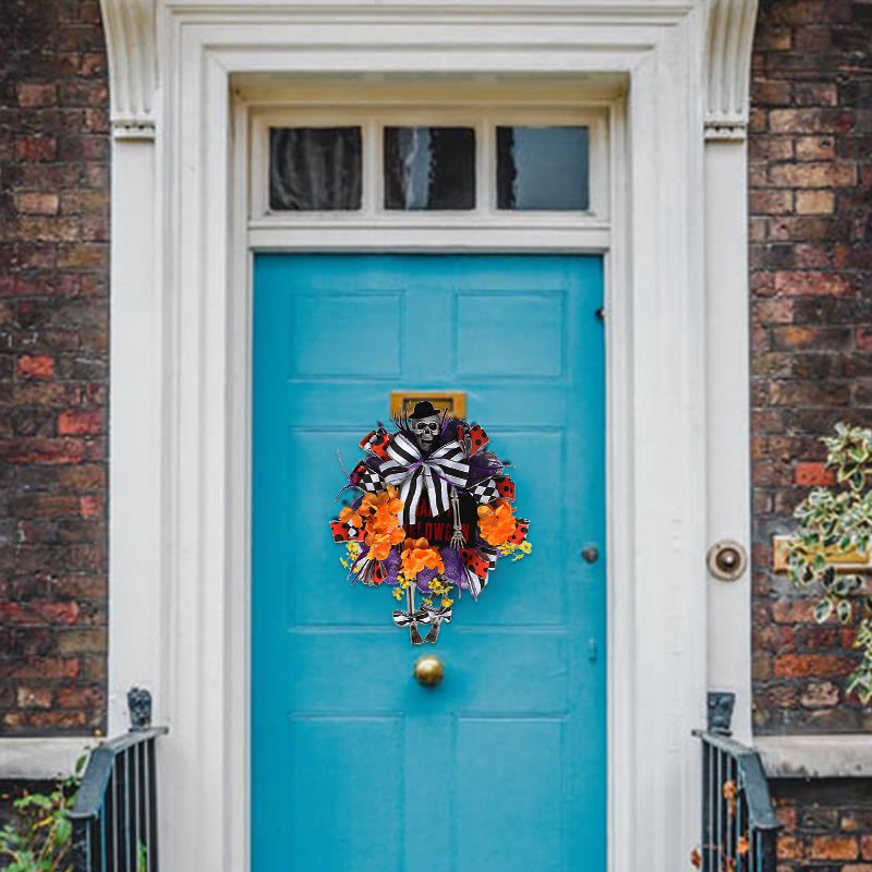 Halloween Wreath Front Door Swag Halloween Skull Wreath