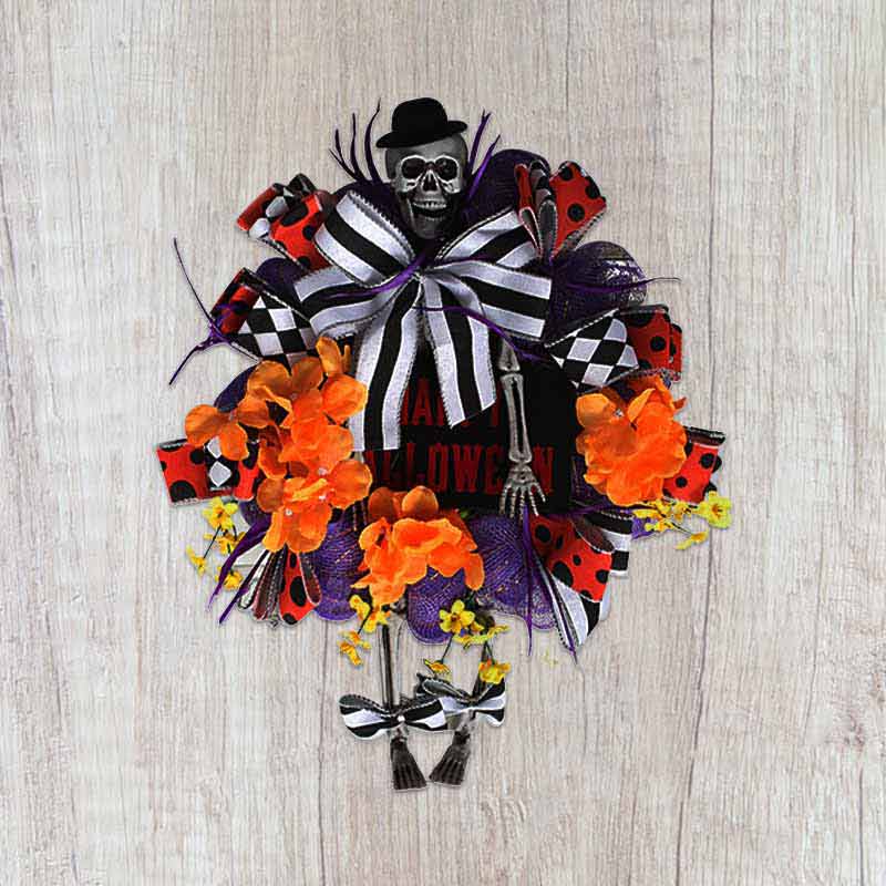 Halloween Wreath Front Door Swag Halloween Skull Wreath