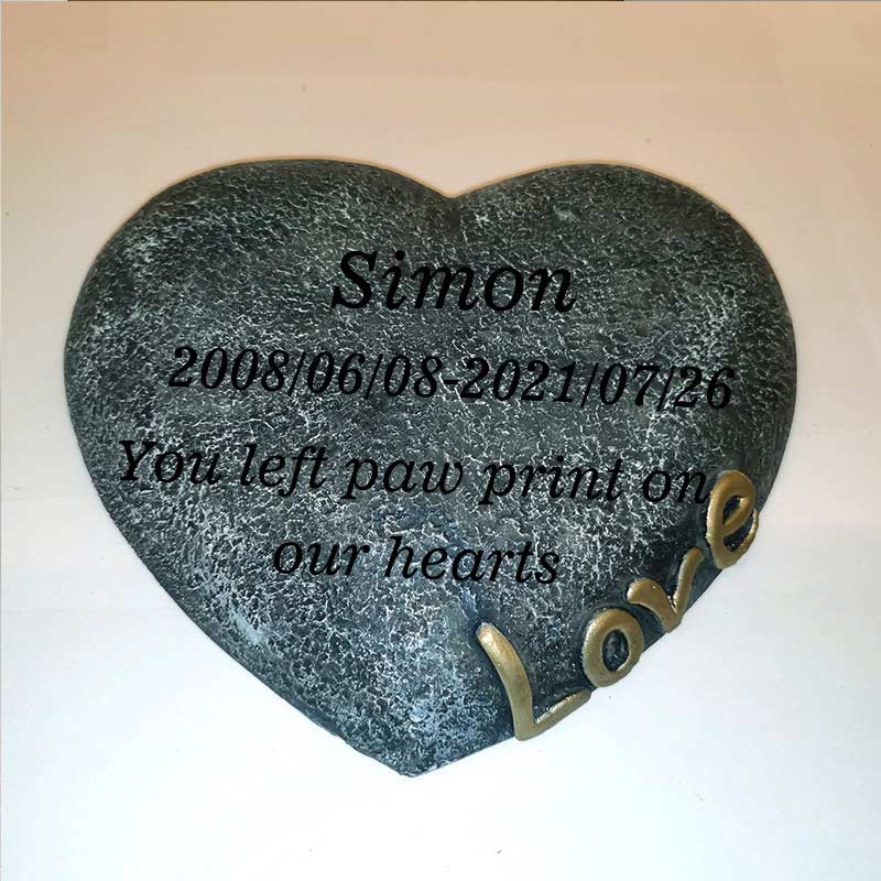 Heart Rock Pet Memorial Stone Engraved Pets Message