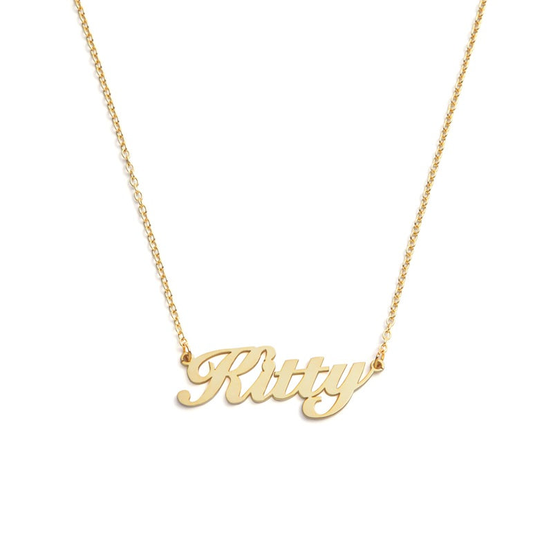 Custom Name Pendant Kitty 18K Gold Name Necklace