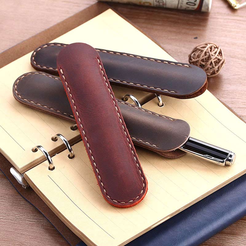 Leather Pen Holder School Supplies Handmade Leather Pen Protector Pen Pouch