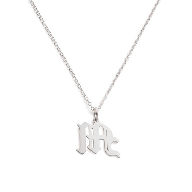 Small Initial M Necklace (Silver)