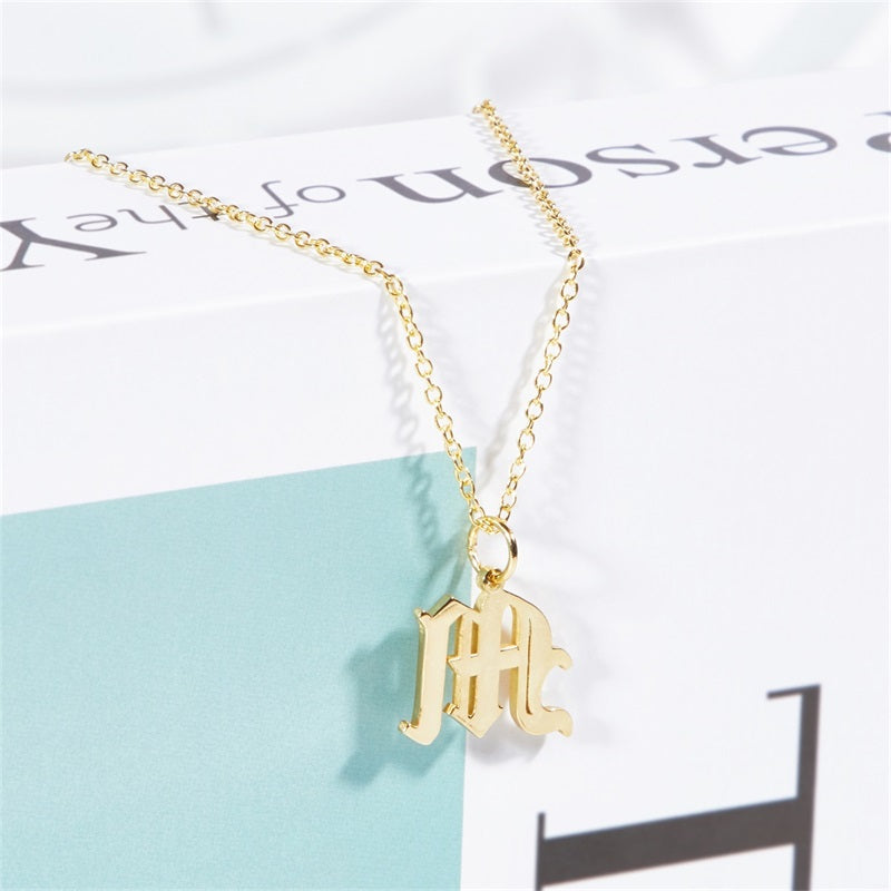 M Necklace Custom Gold Initial Necklace Personalized Letter Pendant Necklace