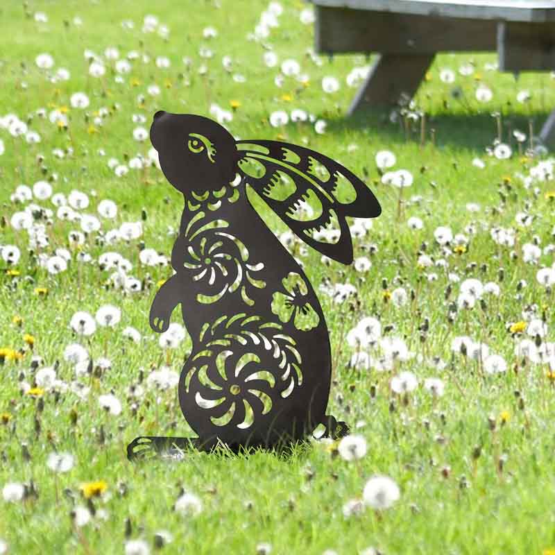 Cat Silhouette Rabbit Silhouette Metal Animal Garden Stakes