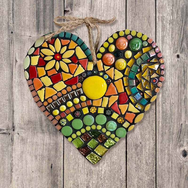 Mosaic Heart Colorful Courtyard Resin Heart Door Sign