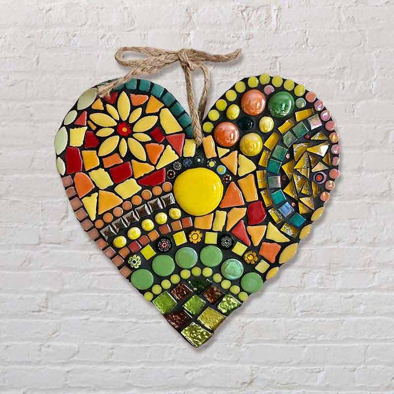 Mosaic Heart Colorful Courtyard Resin Heart Door Sign
