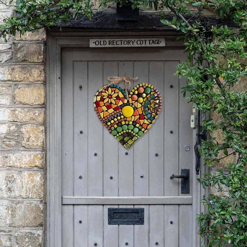 Mosaic Heart Colorful Courtyard Resin Heart Door Sign