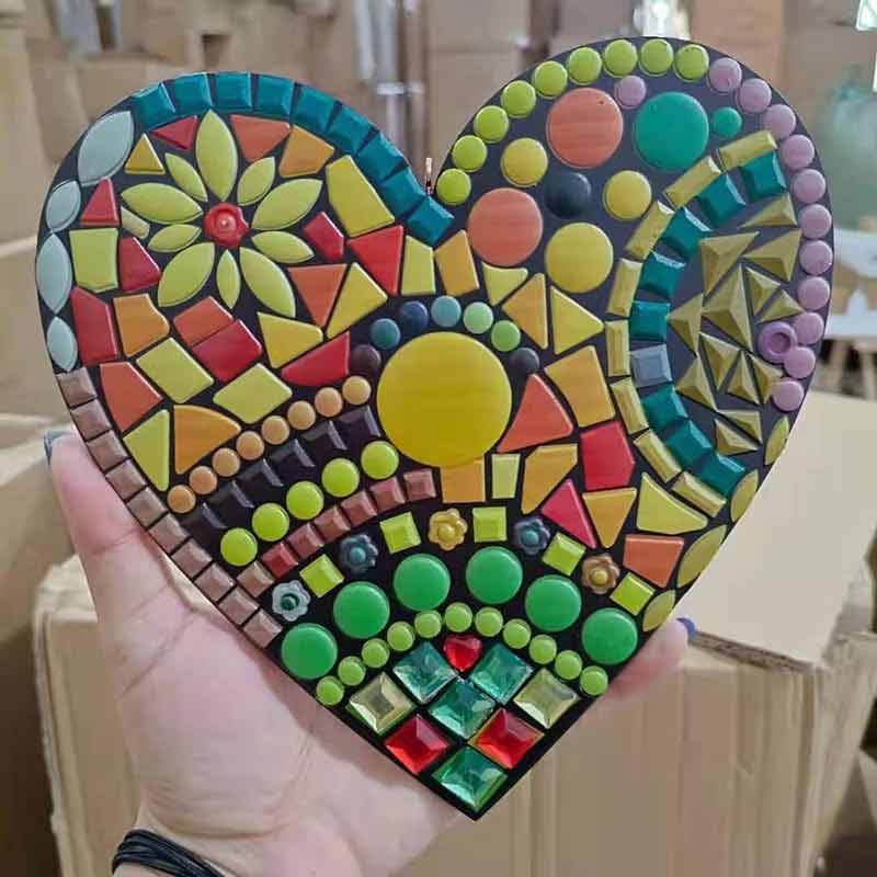 Mosaic Heart Colorful Courtyard Resin Heart Door Sign