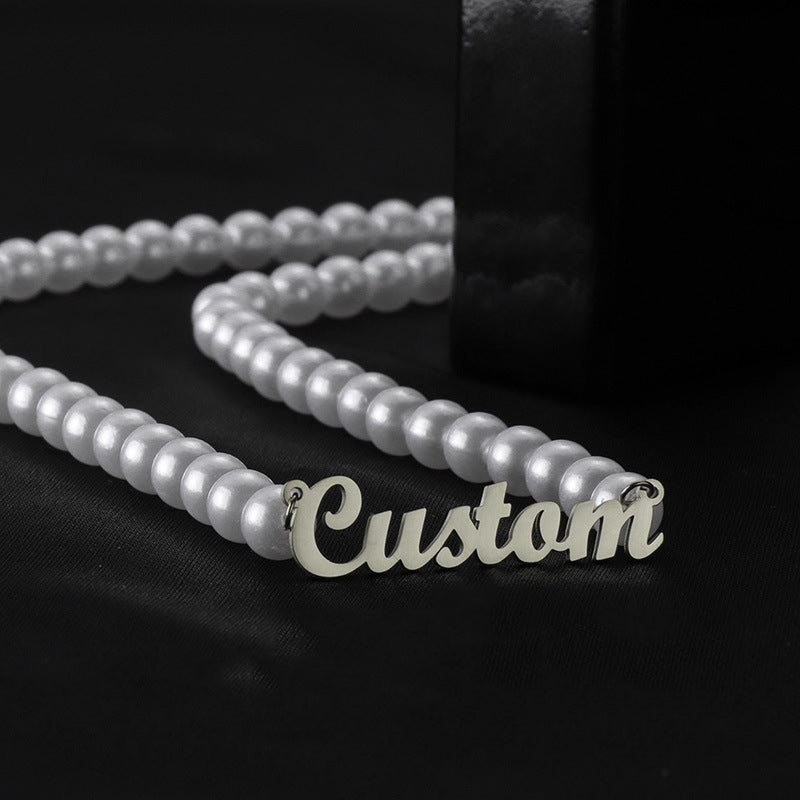 Custom Name Pearl Necklace Personalized Name Necklace