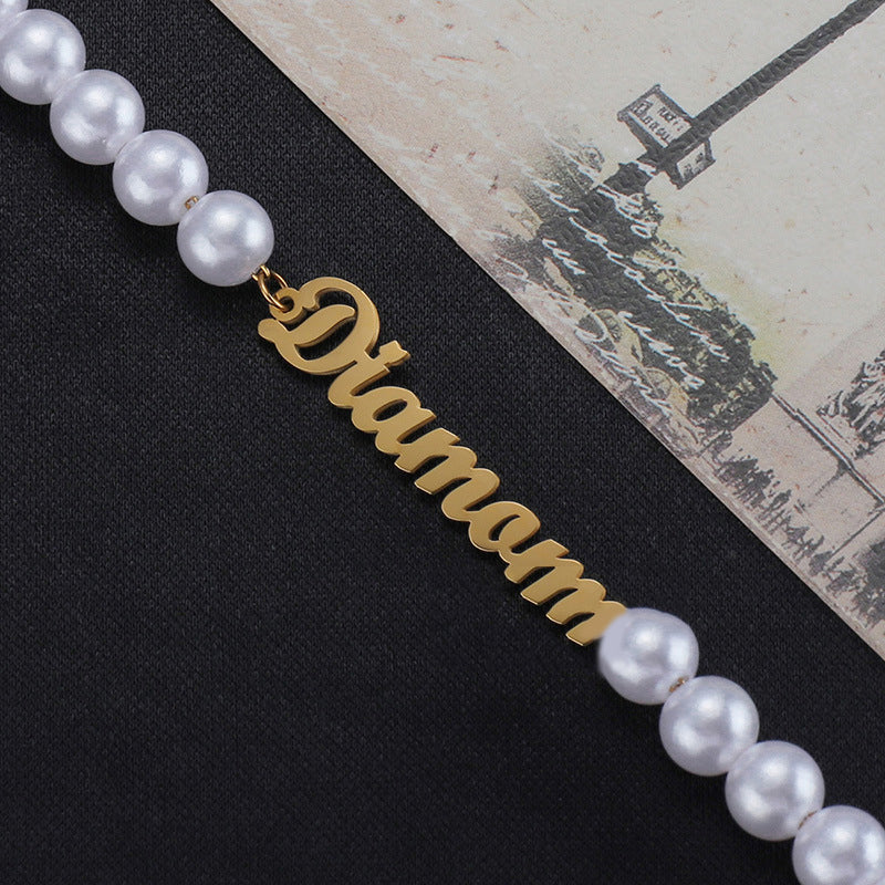 Custom Name Pearl Necklace Personalized Name Necklace