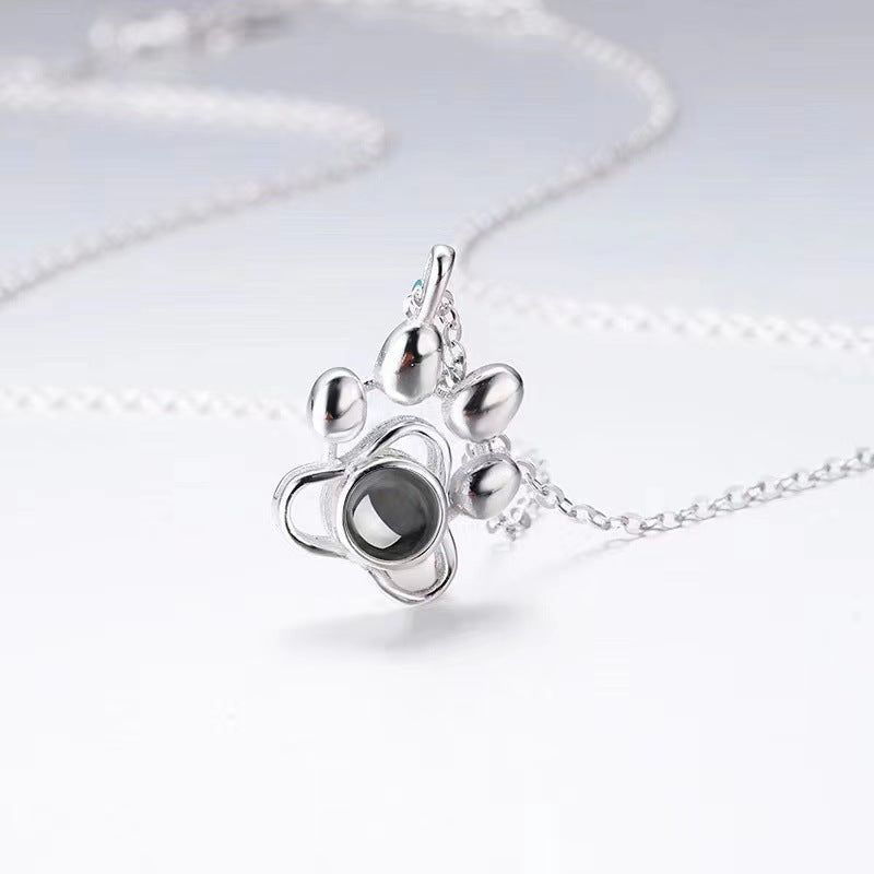 Puppy Paw Custom Photo Projection Necklace Locket with Picture Inside