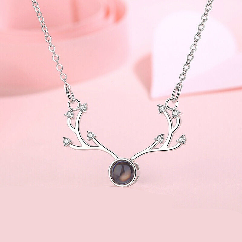 Antlers Custom Picture Projection Necklace Custom Photo Pendant Nano Engraving