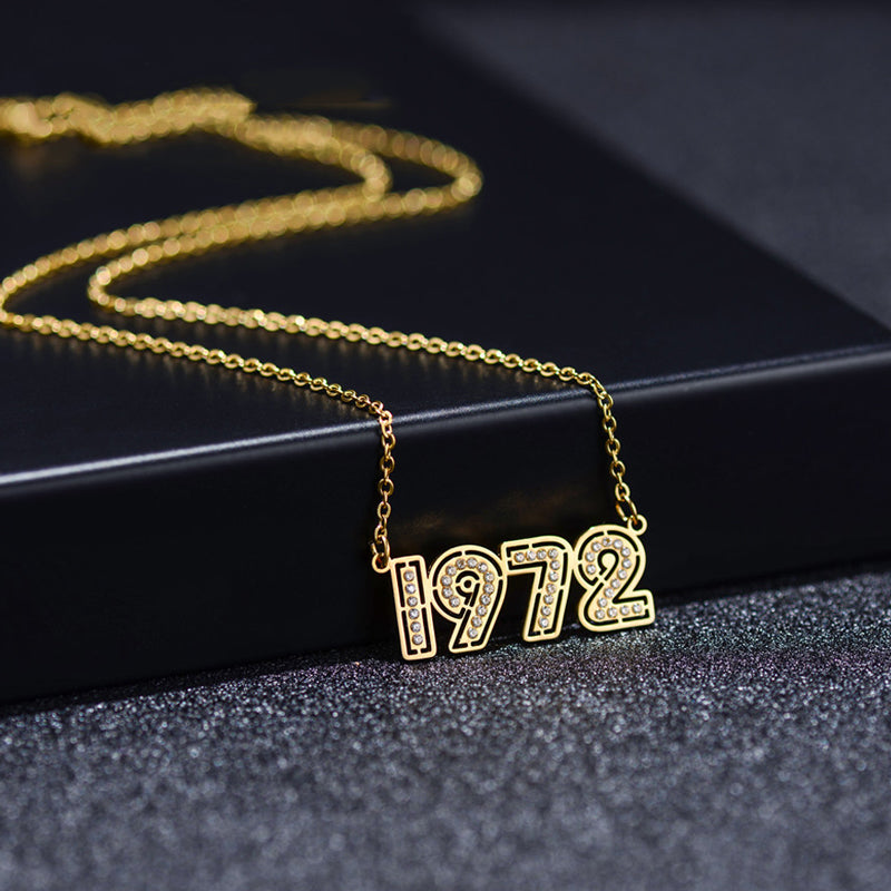 Custom Birth Year Necklace Personalized Number Necklace Gold