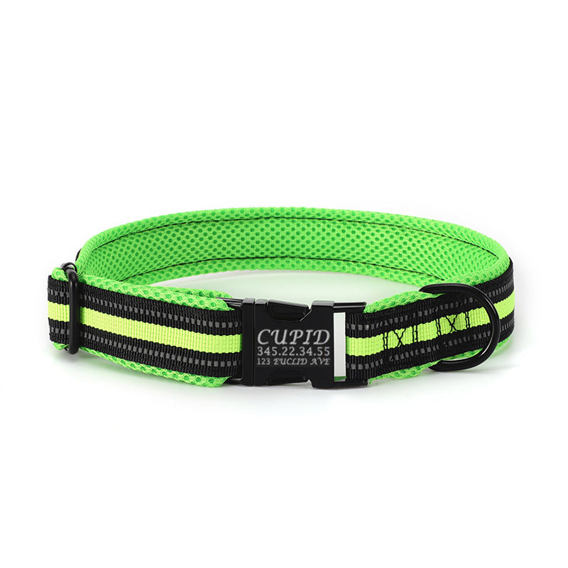 Custom Multicolor Mesh Dog Collar with Name Personalized Pet Collar