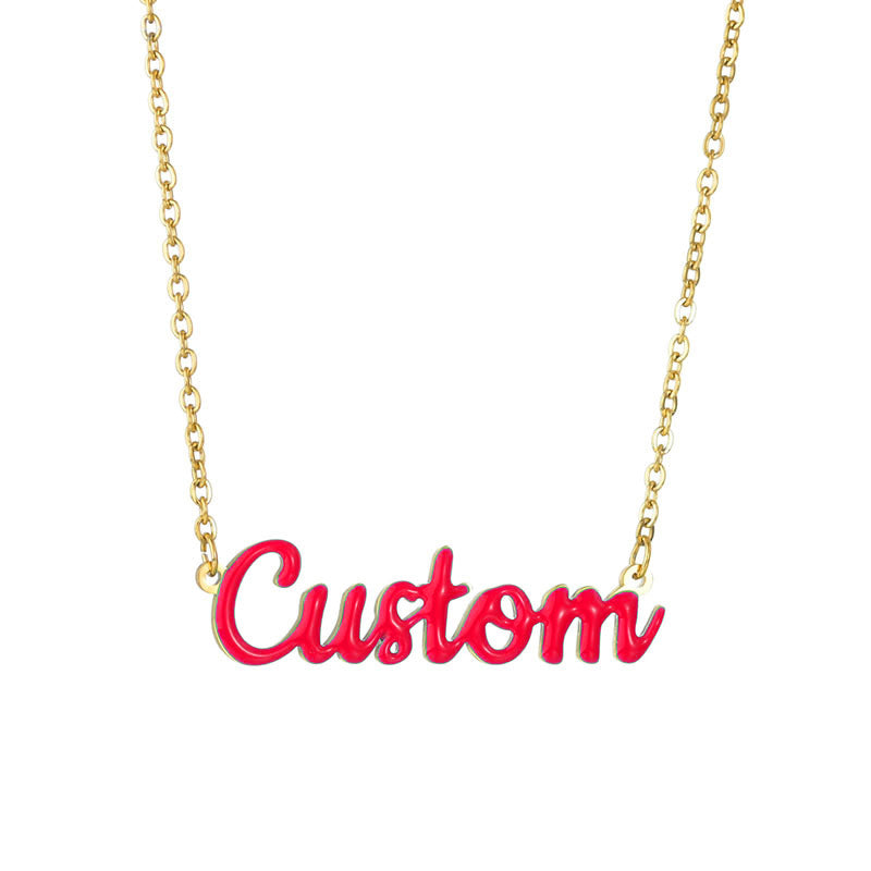 Custom Name Necklace Oil Drip Pendant Personalized Necklace