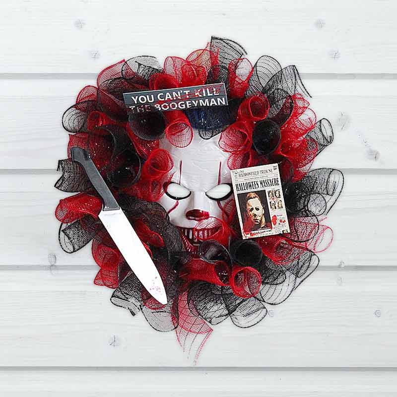 Pennywise Wreath Haunted House Clown Garland Hanging