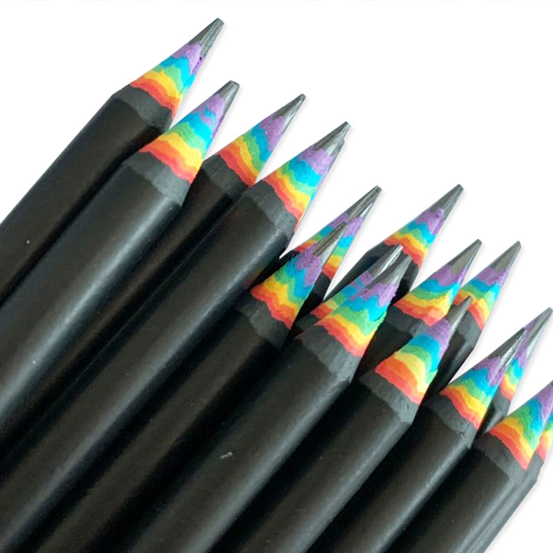 Custom Name Pencils With Rainbow Tip For Students & Teachers