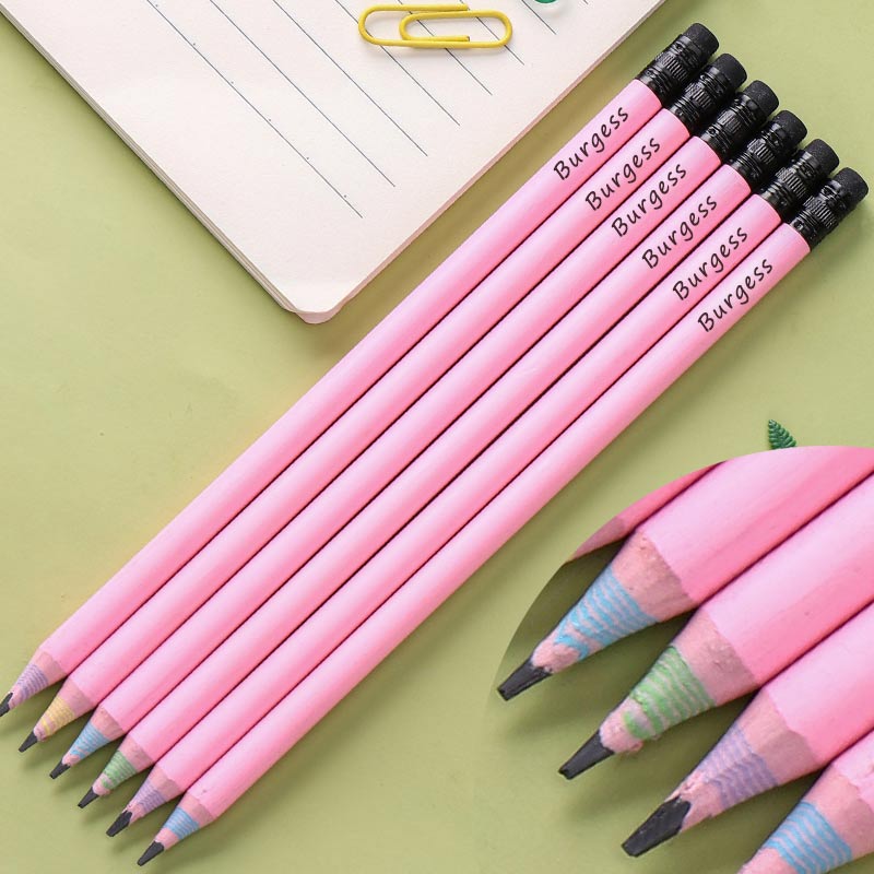 Custom Name Pencils With Rainbow Tip For Students & Teachers