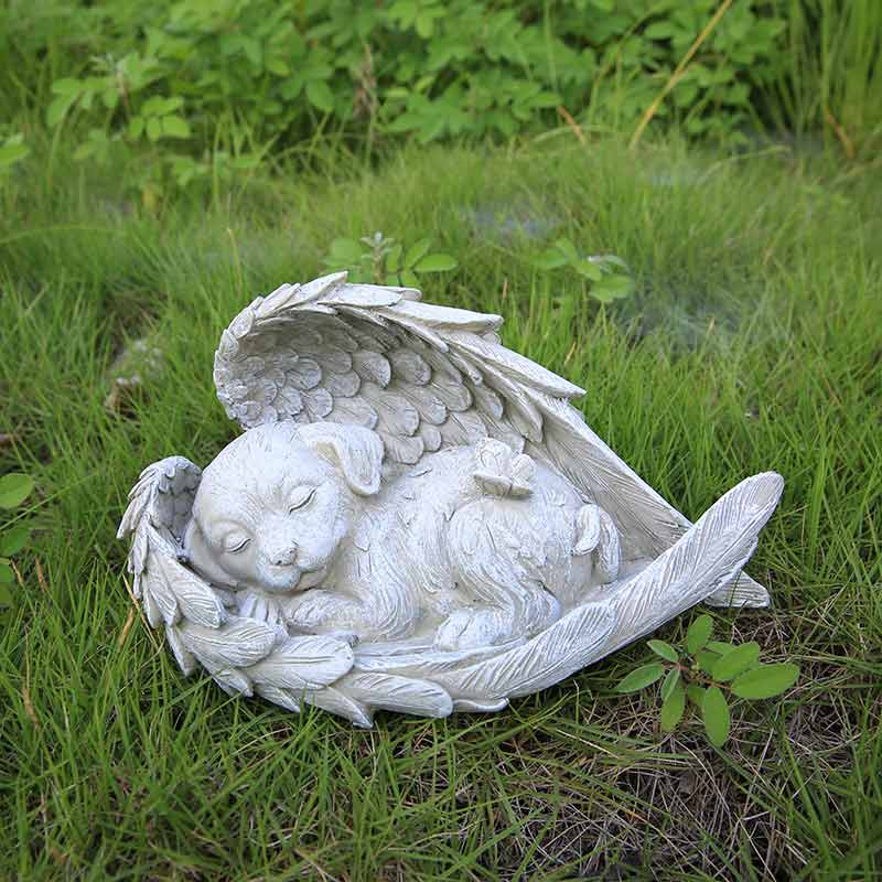 Pet Headstone Resin Sleeping Pet Angel Memorial Statue