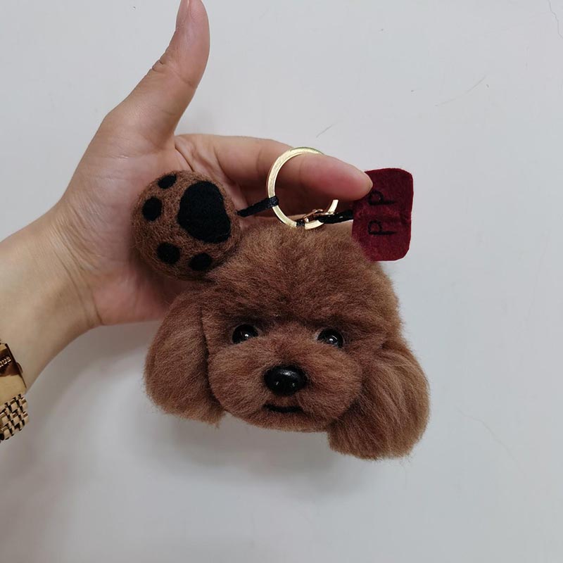 Plush Keychain Needle-felted Simulation Dog Head Keyrings