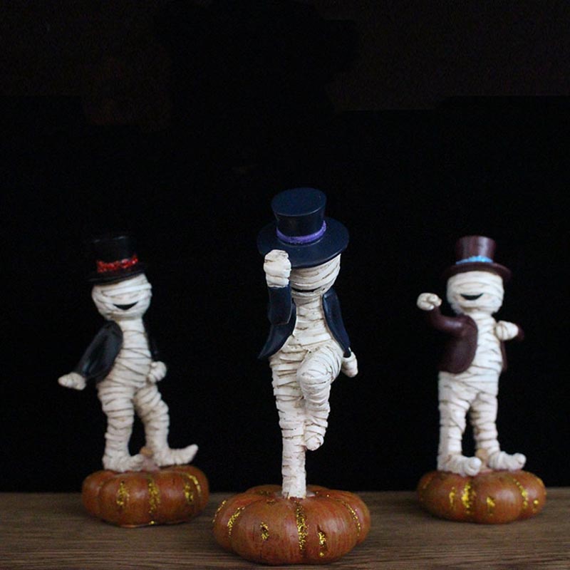 Pumpkin Sculpture Halloween Music Dance Mummy Statue