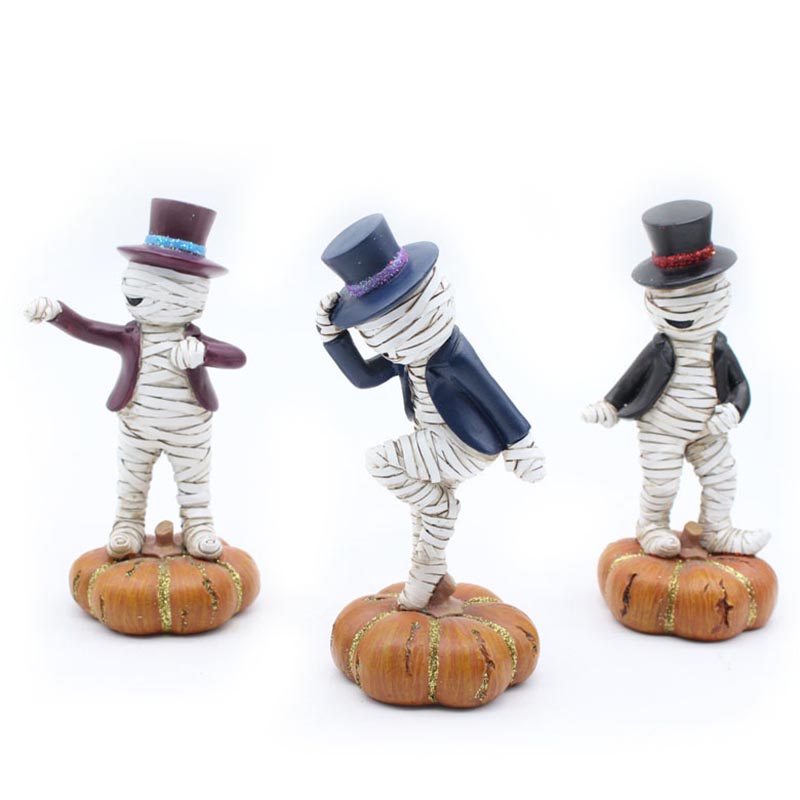 Pumpkin Sculpture Halloween Music Dance Mummy Statue