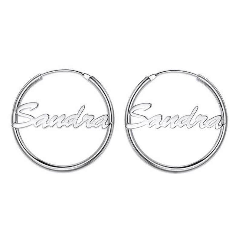 S925 Sterling Silver Letter Name Earrings Personalized Simple Hoop Name Earrings