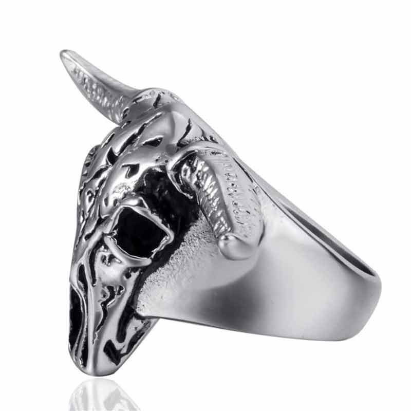 Satan Ring Ram Vintage Aries Ram Horn Skull Polished Ring