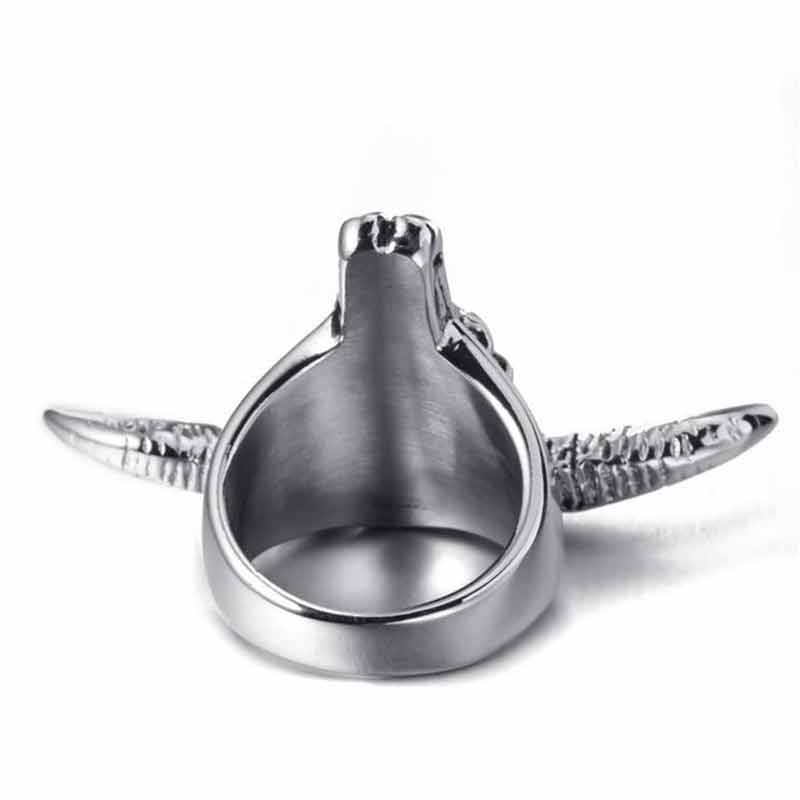 Satan Ring Ram Vintage Aries Ram Horn Skull Polished Ring