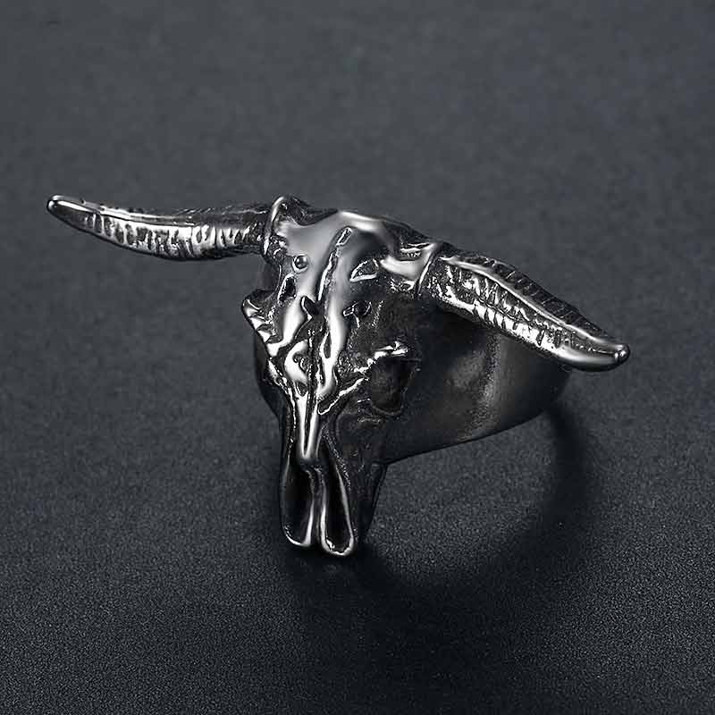 Satan Ring Ram Vintage Aries Ram Horn Skull Polished Ring