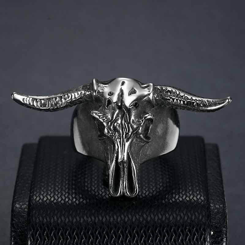 Satan Ring Ram Vintage Aries Ram Horn Skull Polished Ring