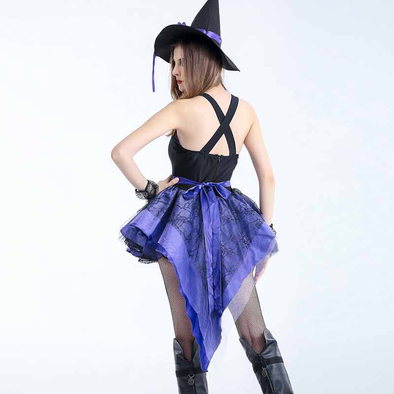 Sexy Witch Costumes Purple Dovetail Fancy Strapless Dress