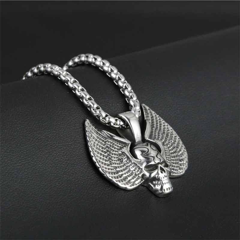 Skull Wings Pendant Rock Feather Ghost Head Choker