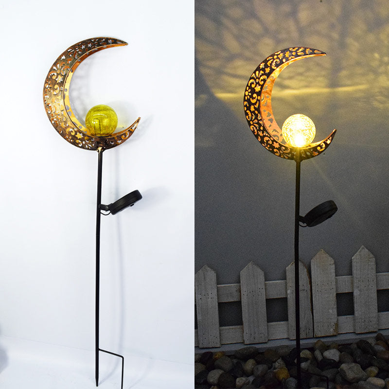 Solar Garden Lights Retro Sun Moon Flame Lawn Lamp