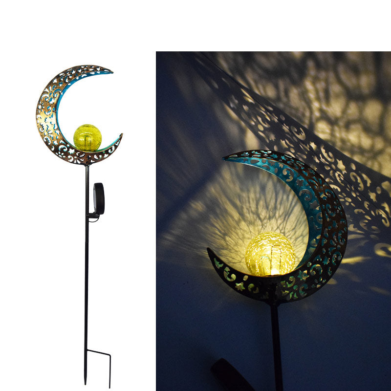 Solar Garden Lights Retro Sun Moon Flame Lawn Lamp