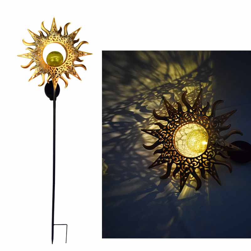 Solar Garden Lights Retro Sun Moon Flame Lawn Lamp