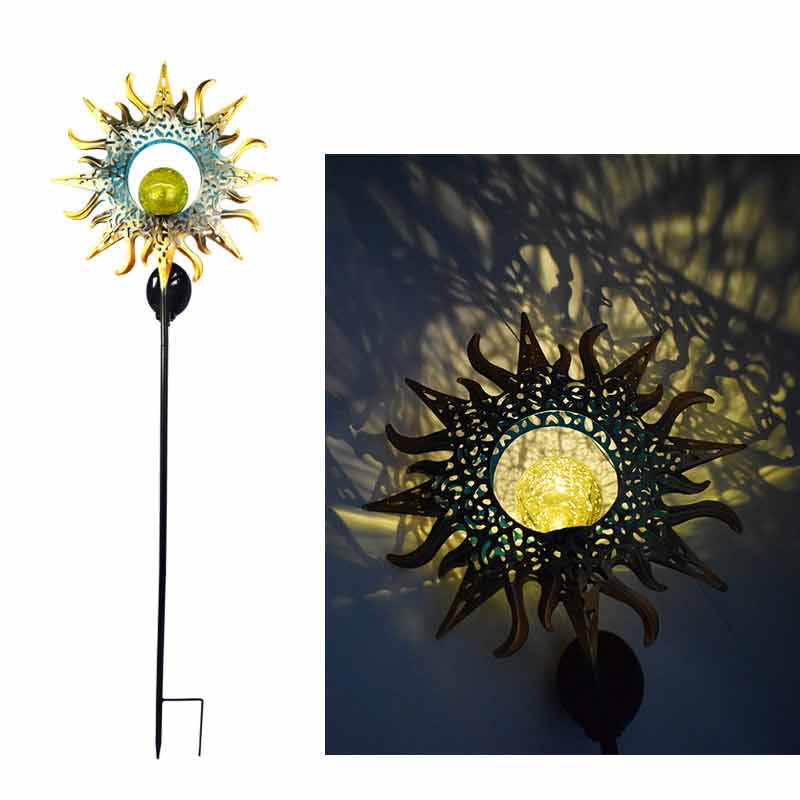 Solar Garden Lights Retro Sun Moon Flame Lawn Lamp