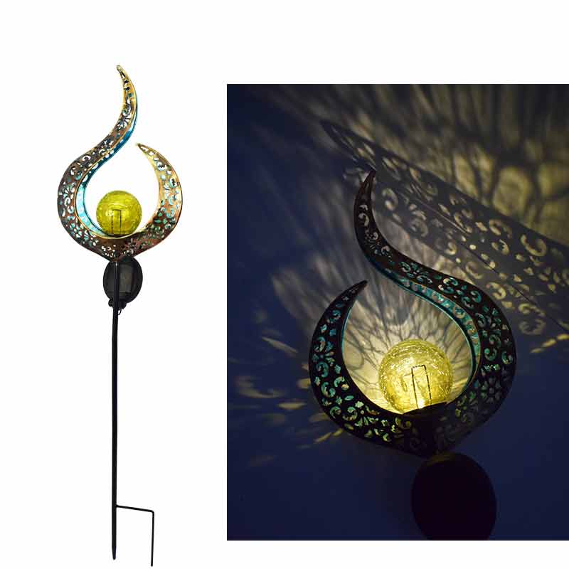 Solar Garden Lights Retro Sun Moon Flame Lawn Lamp