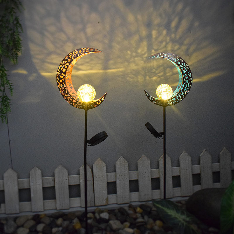 Solar Garden Lights Retro Sun Moon Flame Lawn Lamp