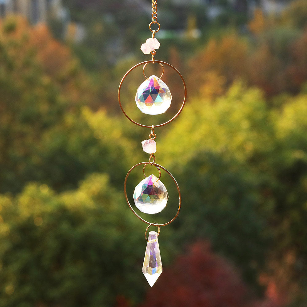 Sparkling Glass Charm AB Coating Suncatchers Lunar Hanging Ornament