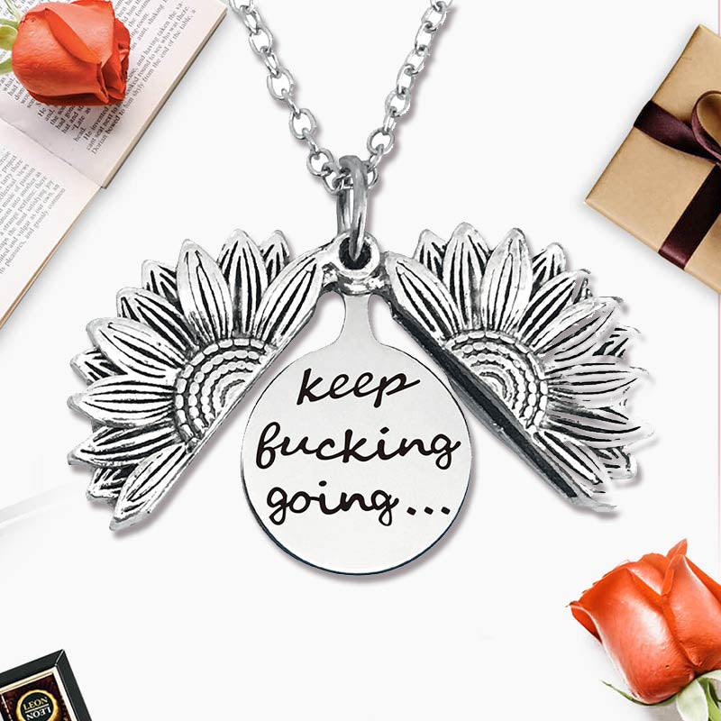 Sunflower Necklace Openable Engraved Pendant Jewelry