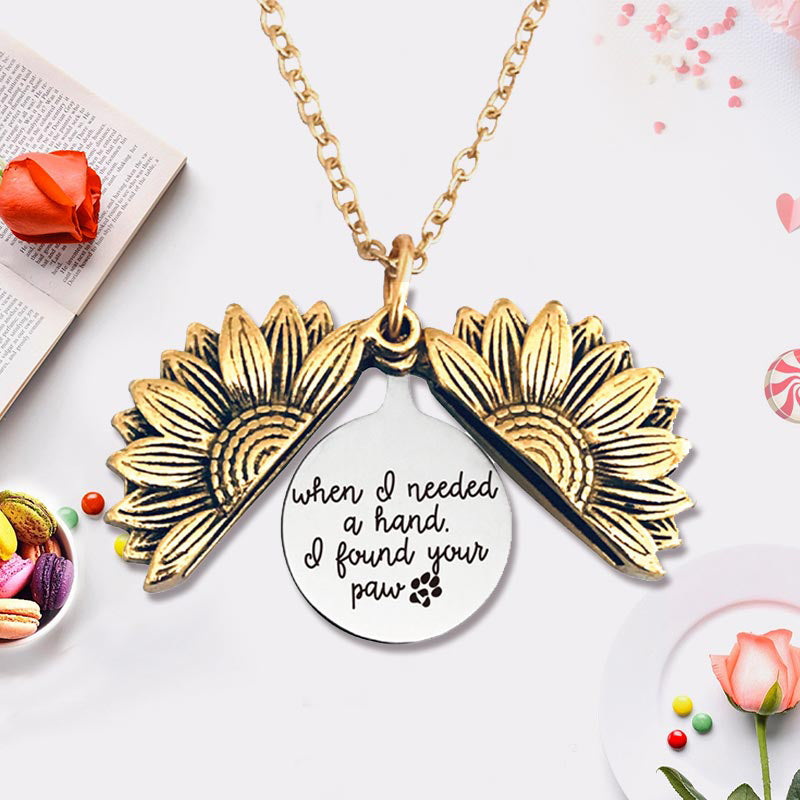Sunflower Necklace Openable Engraved Pendant Jewelry