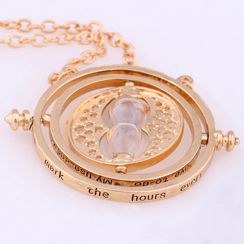 Time Turner Necklace Spinning Time Travel Gold Necklace