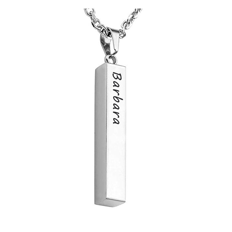 Titanium Bar Pendant Chain Personalized Laser Engraved Name Necklace