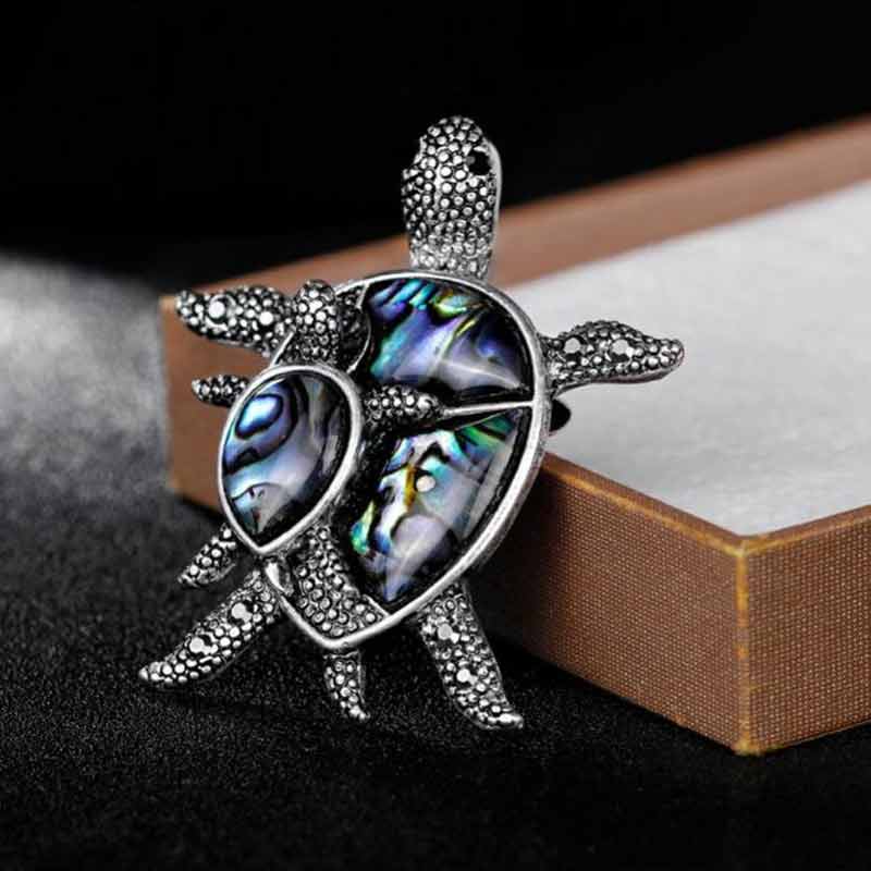 Turtle Brooch Pin With Shell Element Beach Medical Badge