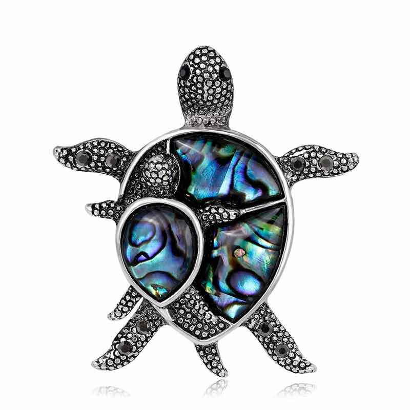 Turtle Brooch Pin With Shell Element Beach Medical Badge