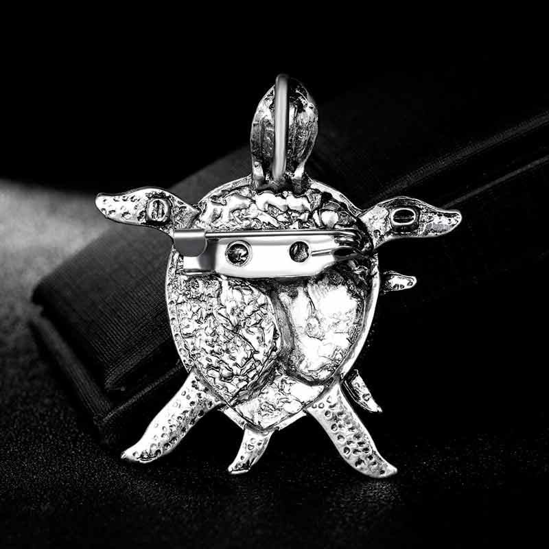 Turtle Brooch Pin With Shell Element Beach Medical Badge