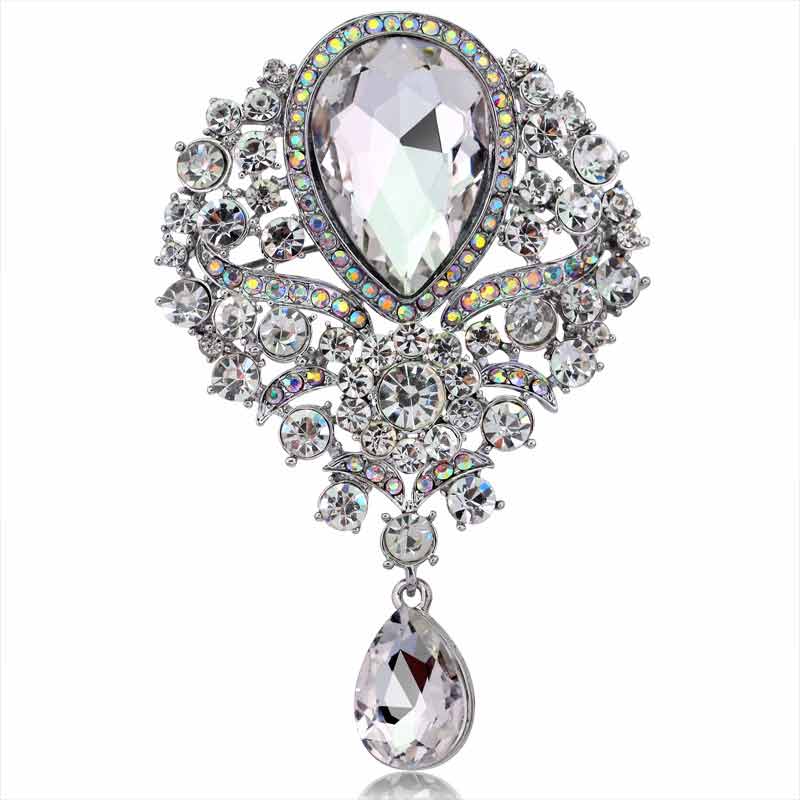 Wedding Brooch Floral Rhinestone Crystal Bridal Pins